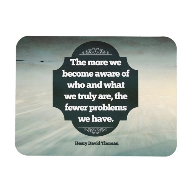 Henry David Thoreau Inspirational Quote "Medveten" Magnet (Horisontell)