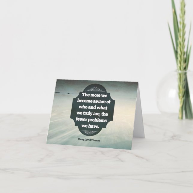 Henry David Thoreau Inspirational Quote "Medveten" Tack Kort (Framsida)