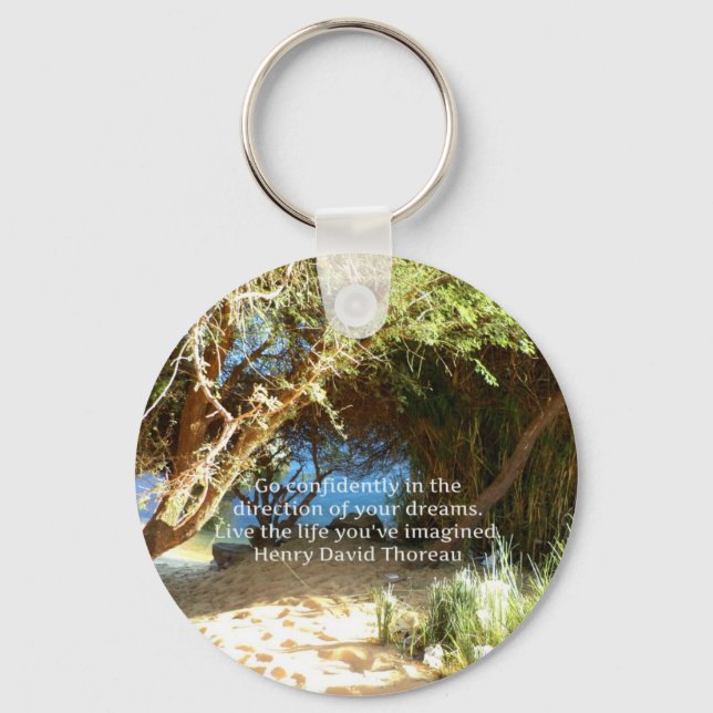 Henry David Thoreau Motivational Dream Quotation Nyckelring (Framsida)