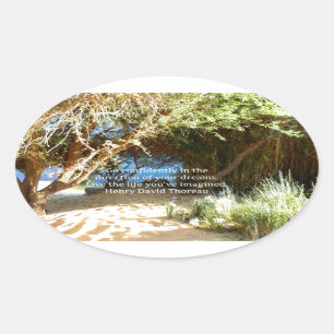 Henry David Thoreau Motivational Dream Quotation Ovalt Klistermärke