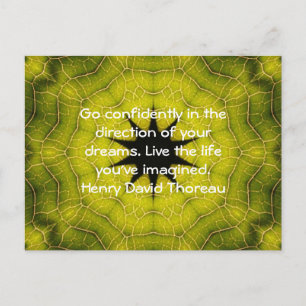 Henry David Thoreau Motivational Dream Quotation Vykort