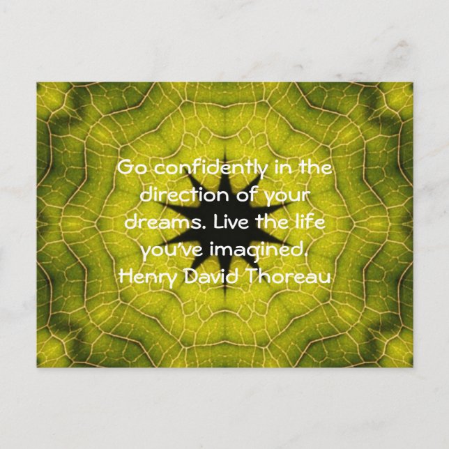Henry David Thoreau Motivational Dream Quotation Vykort (Framsida)
