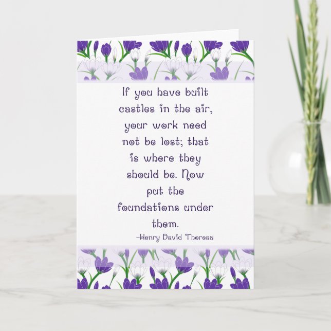 Henry David Thoreau Quote-Vår Crocus Flowers Kort (Framsida)