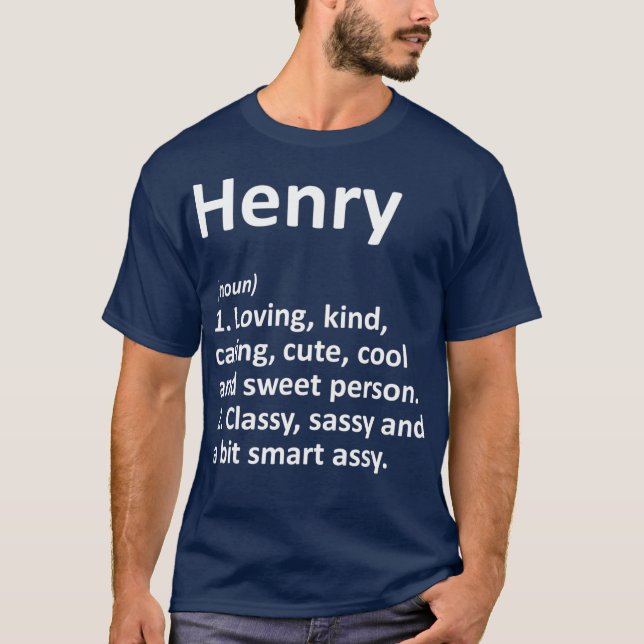HENRY Definition Personlig Namn Funny Gift T Shirt (Framsida)
