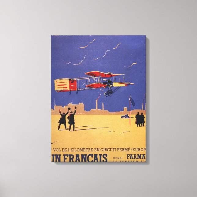 Henry Farman Flies at Issy-les-Moulineaux Canvastryck (Framsida)