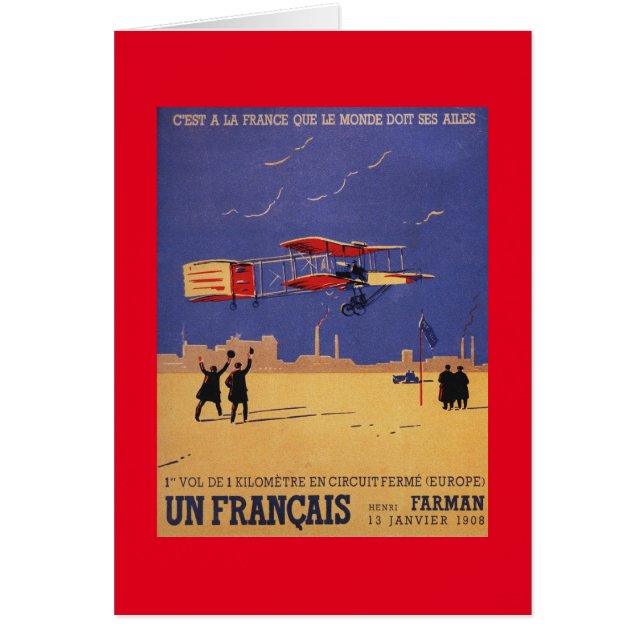Henry Farman Flies at Issy-les-Moulineaux Hälsningskort (Framsidan)