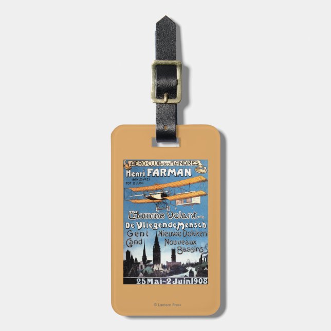 Henry Farman flugor affischen för flygmanPromo Bagagebricka (Vertikal Framsida)