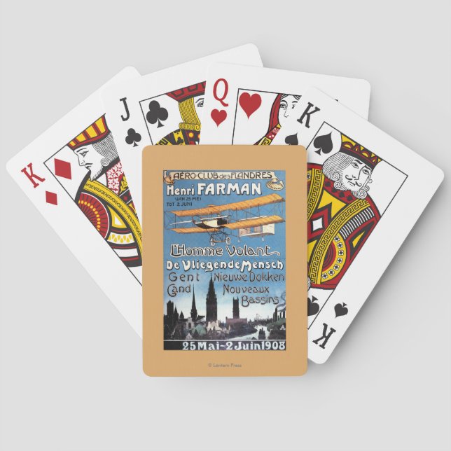 Henry Farman flugor affischen för flygmanPromo Casinokort (Baksidan)