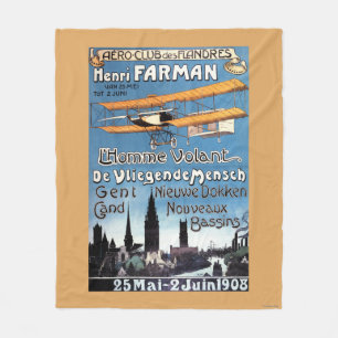 Henry Farman flugor affischen för flygmanPromo Fleecefilt