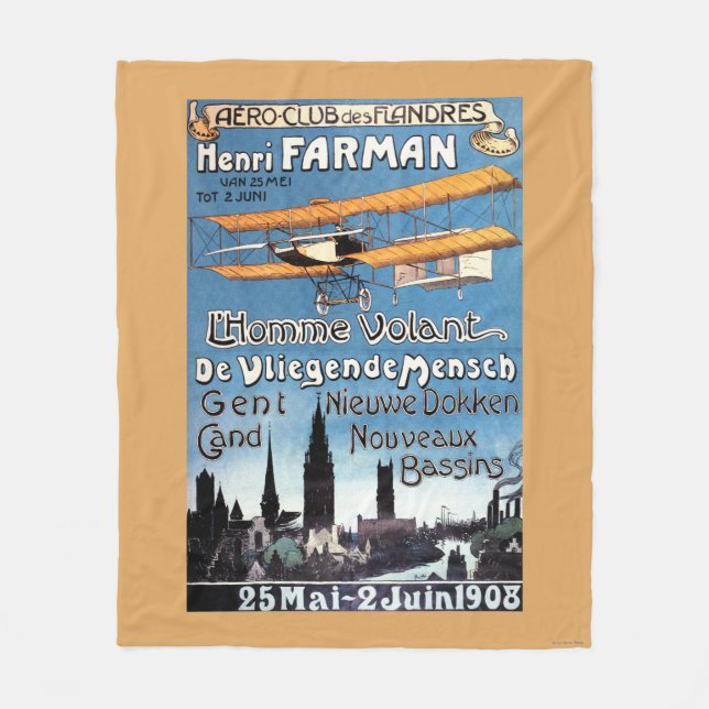 Henry Farman flugor affischen för flygmanPromo Fleecefilt (Framsidan)