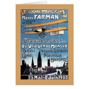 Henry Farman flugor affischen för flygmanPromo Hälsningskort