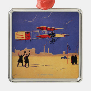 Henry Farman flyger på Issy-les-Moulineaux Julgransprydnad Metall