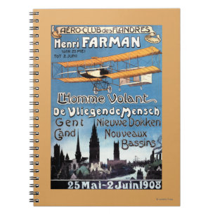 Henry Farman Poster den flygande mannen Promo Anteckningsbok
