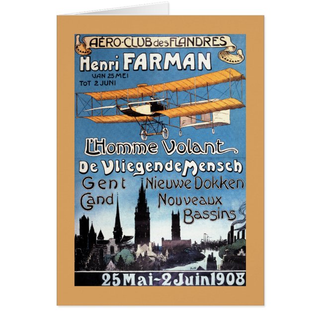 Henry Farman Poster den flygande mannen Promo Hälsningskort (Framsidan)
