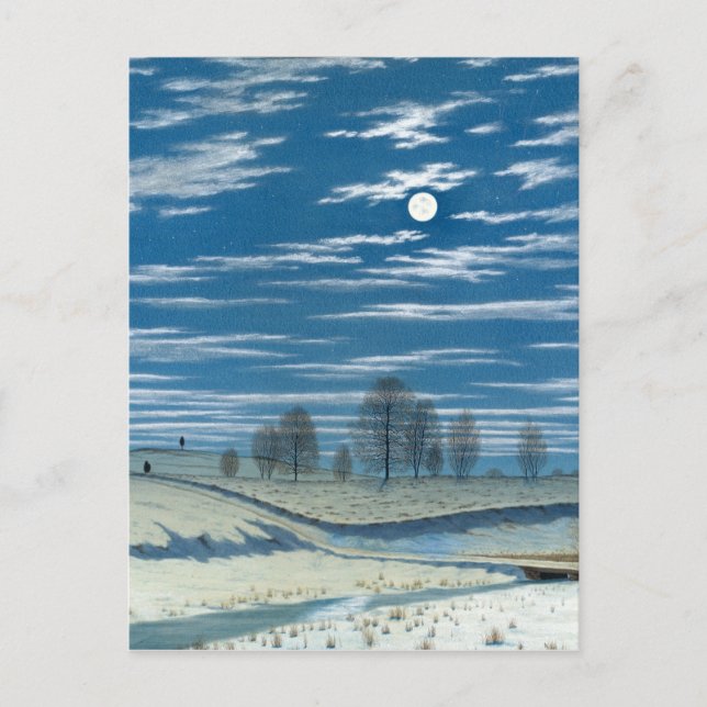 Henry Farrer Winter Scene i Moonlight Vykort (Framsida)