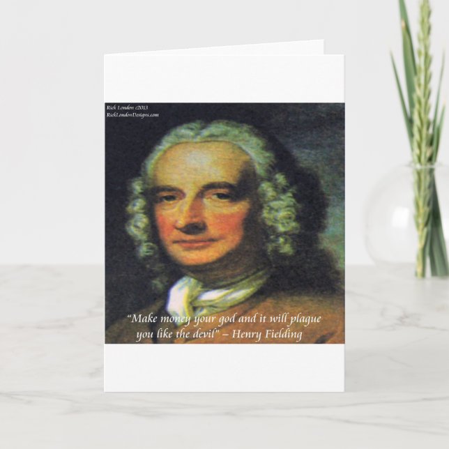 Henry Fielding "Om pengar är din Gud" citat Kort (Framsida)