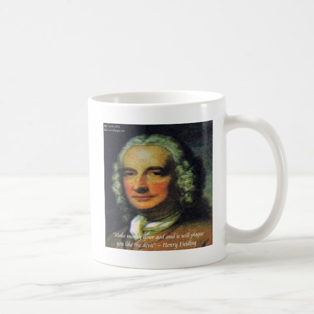 Henry Fielding "Om pengar är din Gud" Kaffemugg (Höger)