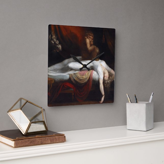 Henry Fuseli Gothic Macabre Mörk Art Fyrkantig Klocka (Kontor)