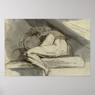 Henry Fuseli - kvinnasitta som krullas upp Poster