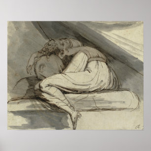 Henry Fuseli - kvinnasitta som krullas upp Poster