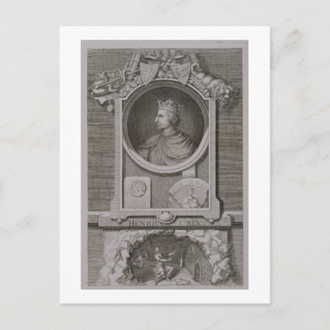 Henry I (1068-1135) Kung i England från 1100, eng Vykort (Framsida)