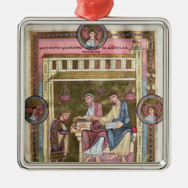 Henry III med apostlarna Simon och Jude Julgransprydnad Metall (Framsidan)