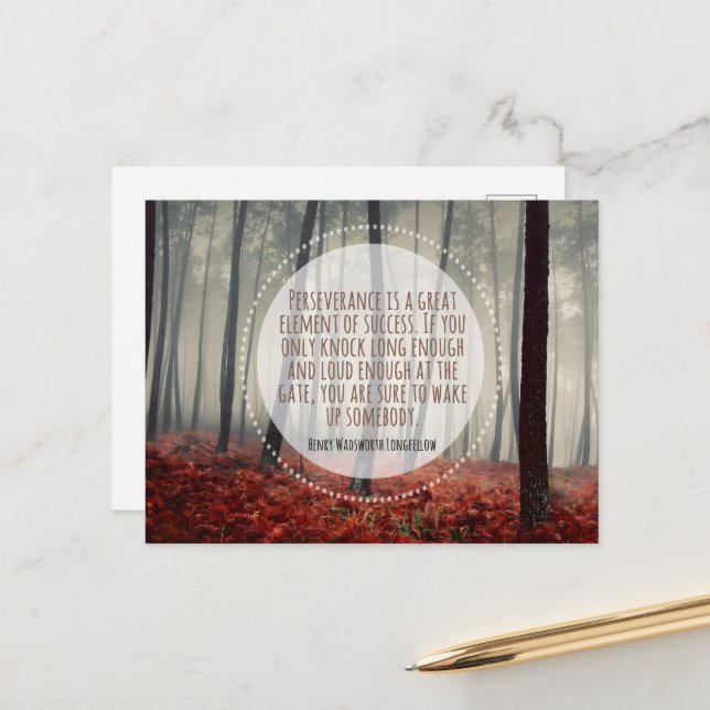 Henry Longmeditational Inspirational Quote Perseve Vykort (Fram/Back In Situ)