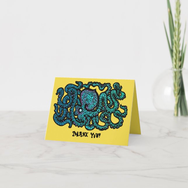 Henry, Lycklig Octopus - tack för dina kort (Framsida)