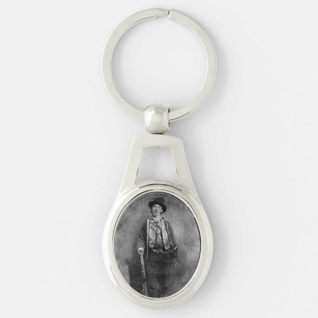 Henry McCarty, Billy Kid - en fredlös i det Vilda  Ovalt Silverfärgad Nyckelring (Framsidan)
