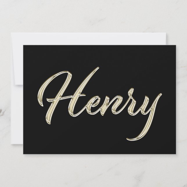 Henry Name white gold Handwriting Karte Kort (Framsida)