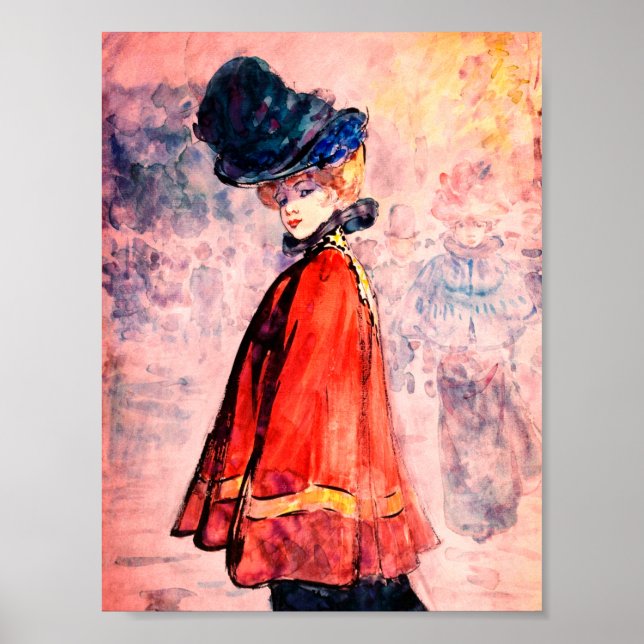 Henry Somm - Elegant i Red Cape Poster (Framsidan)