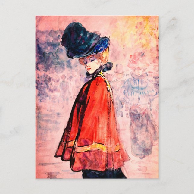 Henry Somm - Elegant i Red Cape Vykort (Framsida)