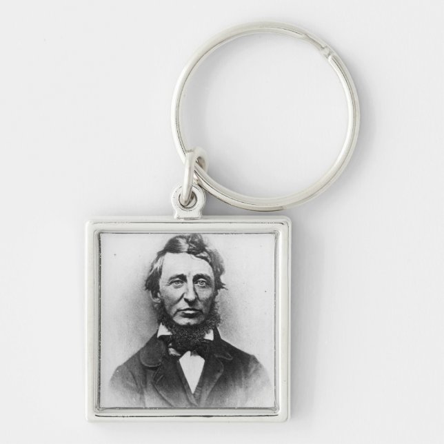 Henry Thoreau Fyrkantig Silverfärgad Nyckelring (Framsidan)