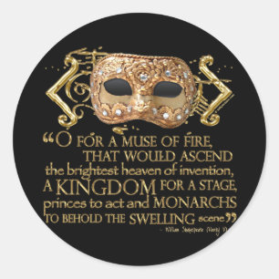 Henry V Quote (Guld version) Runt Klistermärke