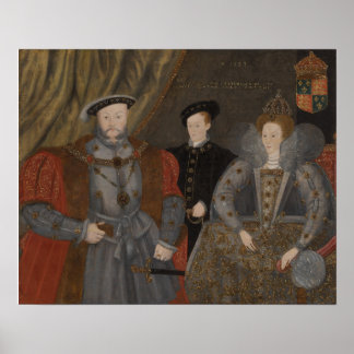 Henry VIII, Elizabeth I och Edward VI Poster