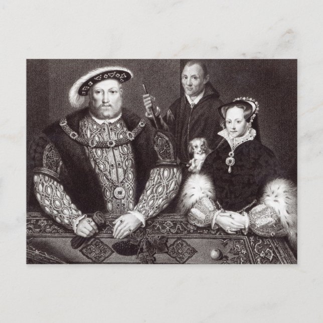 Henry VIII, hans dotterdrottning Mary Vykort (Framsida)