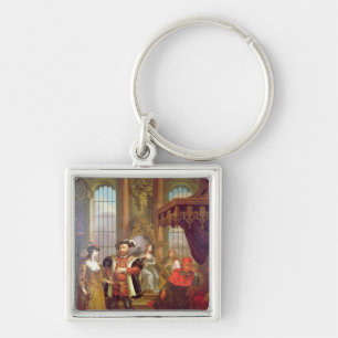 Henry VIII introducerande Anne Boleyn på domstole Fyrkantig Silverfärgad Nyckelring