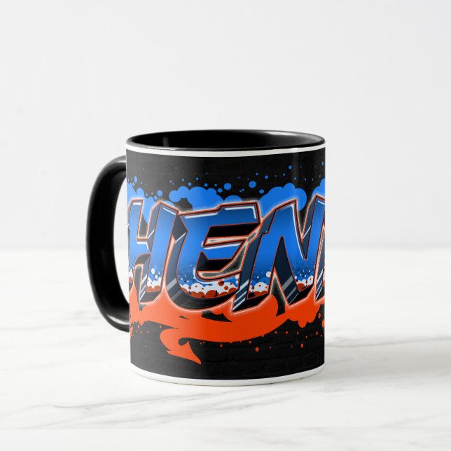 Henry Vorname Name Graffiti blue orange Tasse Mugg (Framsida vänster)