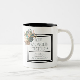 Henry Wadsworth Longfellow blom- citationstecken Två-Tonad Mugg