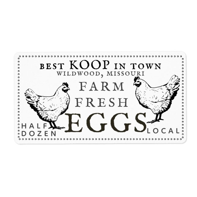 Hens-hens-Vintagen Farm Fresh Eggs Fraktsedel (Framsidan)