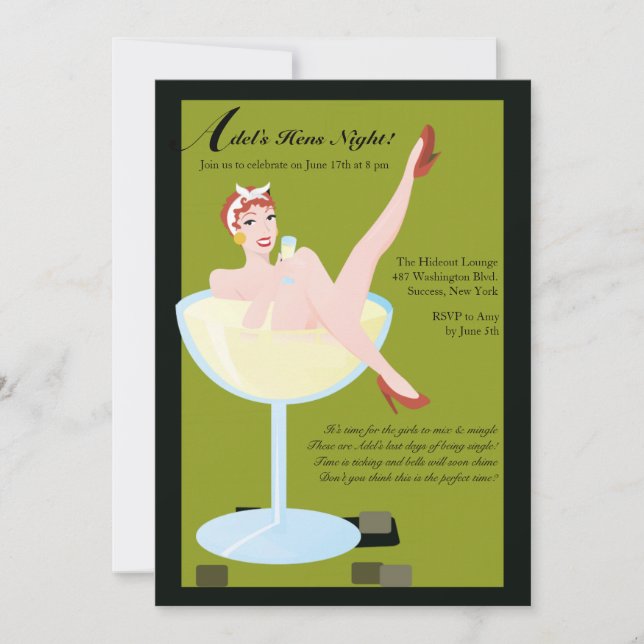 Hens Night Bachelorette Party-inbjudan Inbjudningar (Framsida)