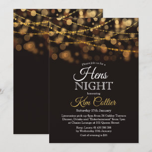 Hens Night Party Glitter Lights Inbjudan
