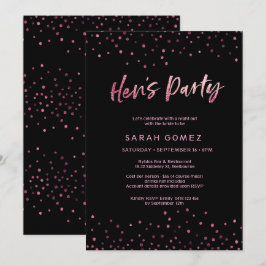 Hens-partiets inbjudan | Rosa glitter folie