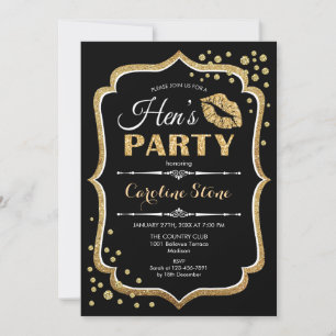 Hens Party - Svarta Guld Inbjudningar