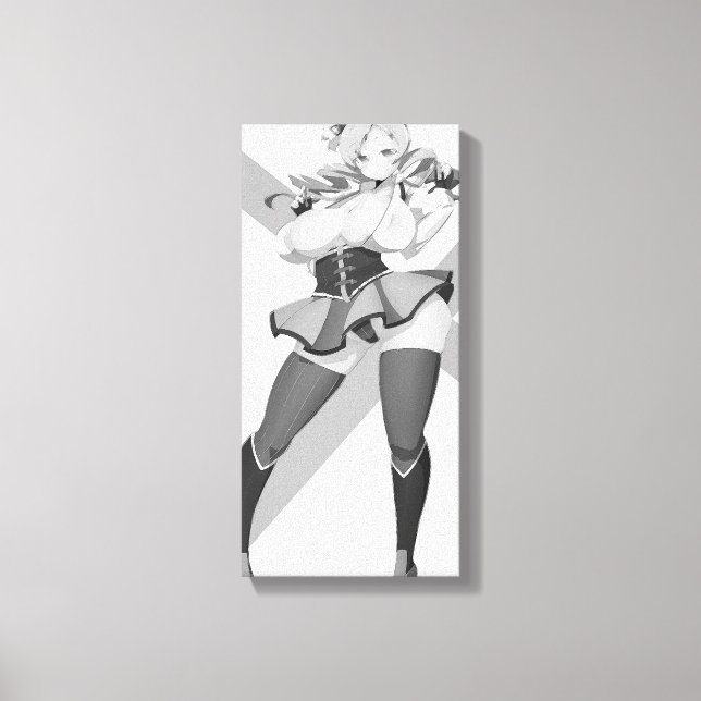Hentai Girl Posing Black and White Kanvastryck (Framsida)