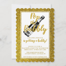 Henweekend Itinerary Guld Glitter Inbjudningar