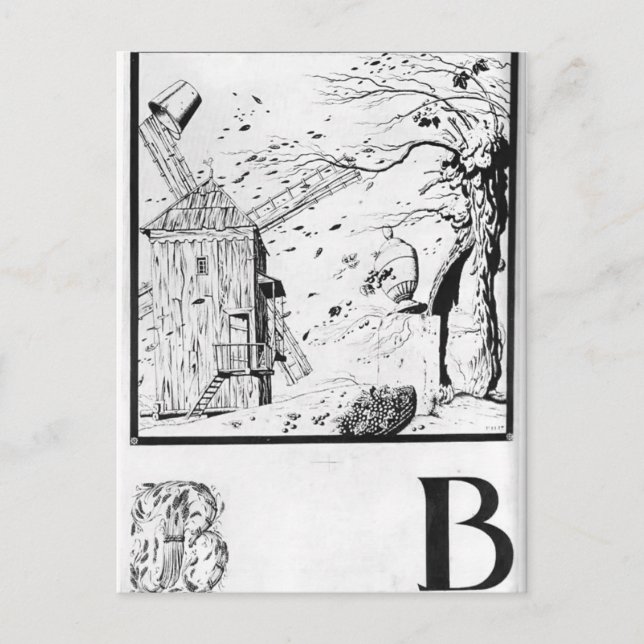 Heorhiy Narbut-Lakan 'V' från 'Ukrainas alfabet' Vykort (Framsida)