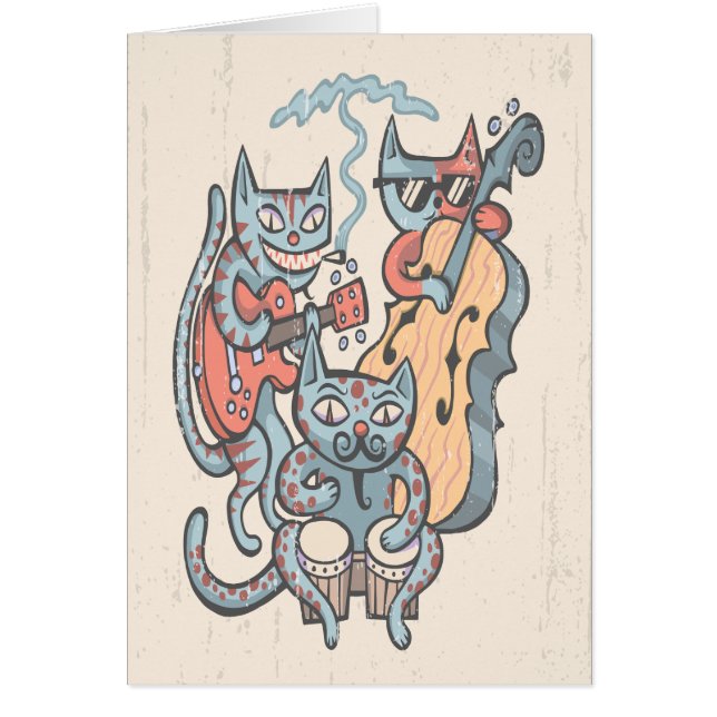 Hep kattmusikband hälsningskort (Framsidan)