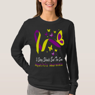 Hepatit Awareness Butterfly Lila & Gult Ribb T Shirt