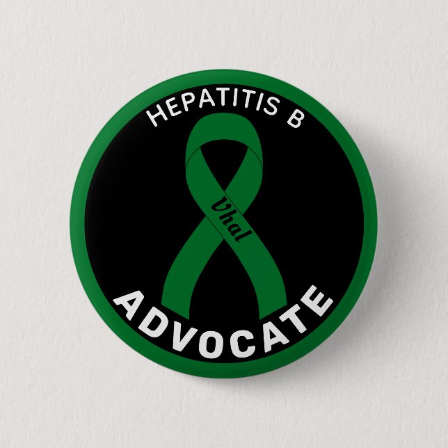 Hepatit B Advocate Ribbon White Button Knapp (Framsida)